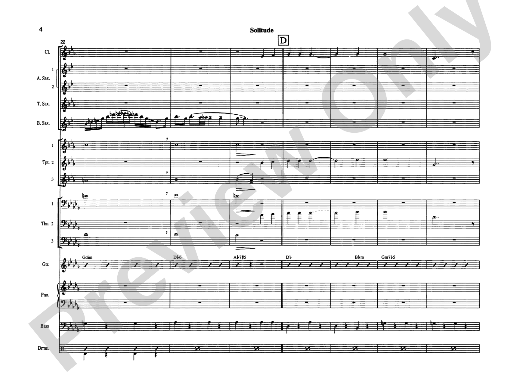 Solitude: Jazz Ensemble Conductor Score & Parts