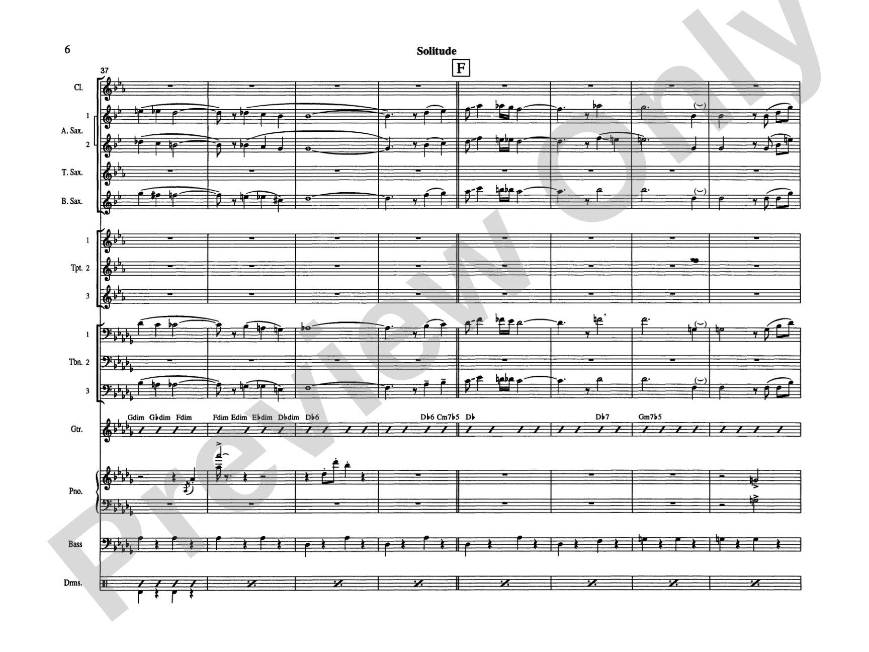 Solitude: Jazz Ensemble Conductor Score & Parts