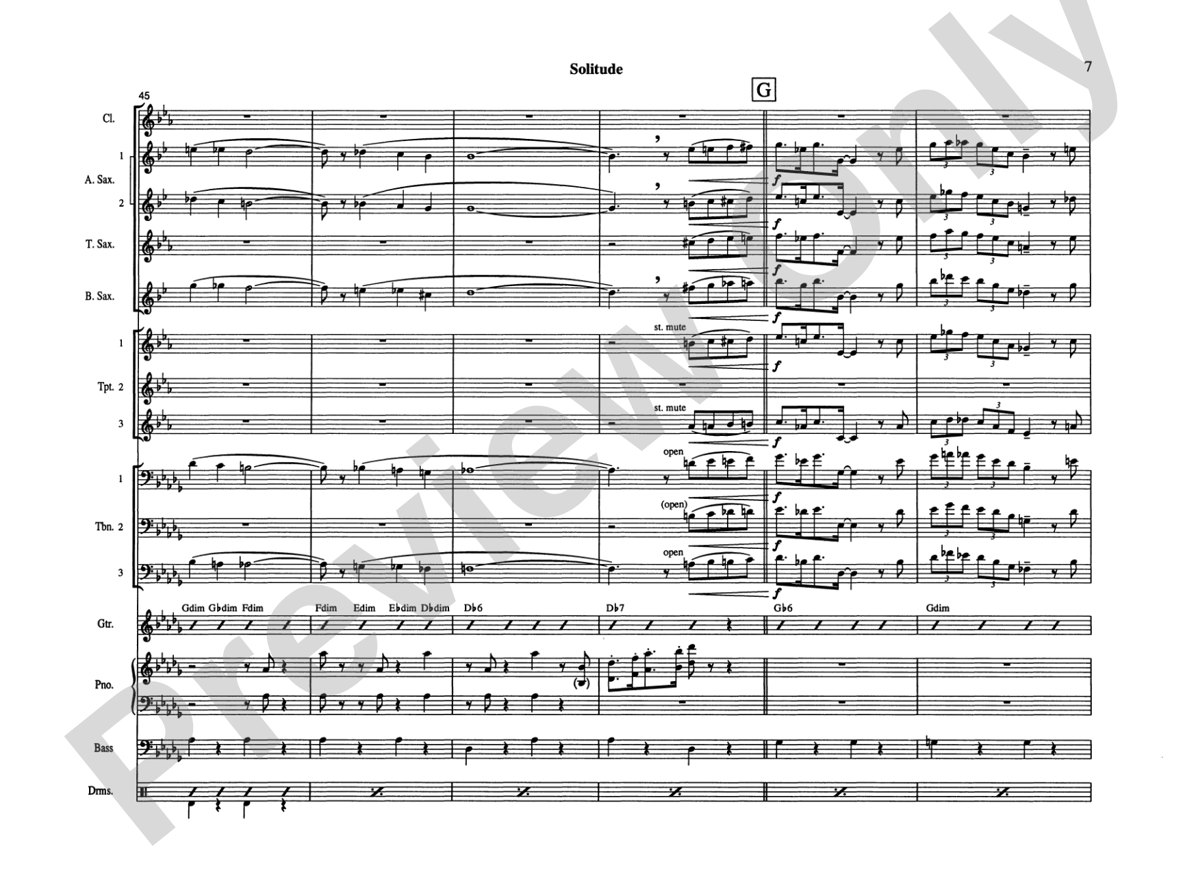 Solitude: Jazz Ensemble Conductor Score & Parts