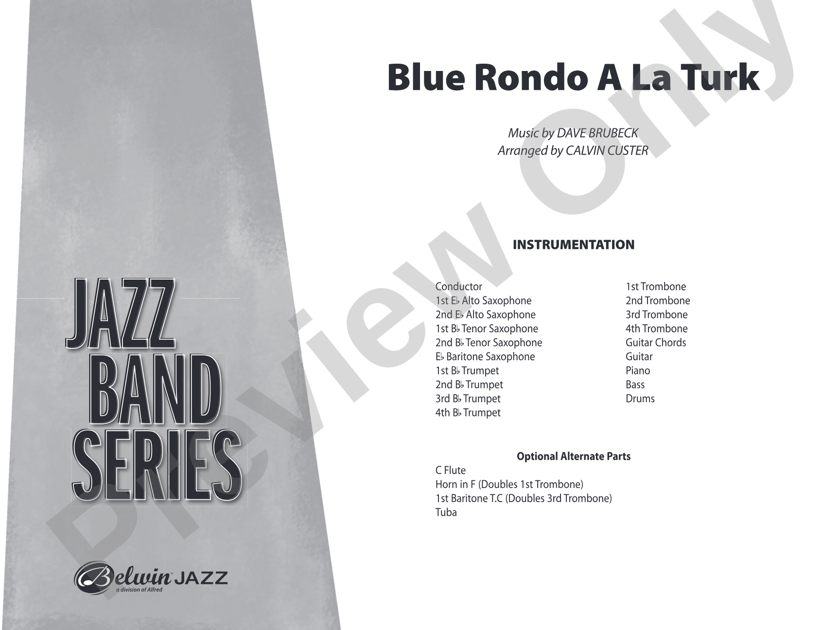 Blue Rondo ala Turk: Jazz Ensemble Conductor Score & Parts