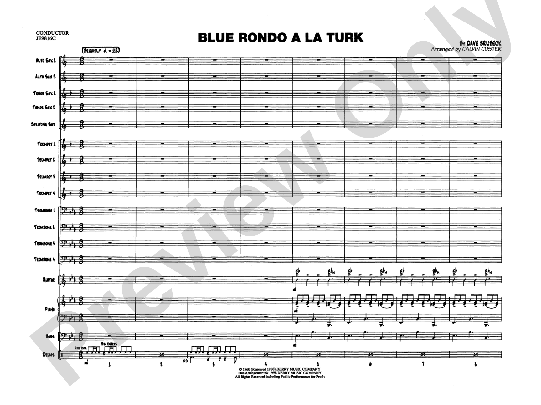 Blue Rondo ala Turk: Jazz Ensemble Conductor Score & Parts