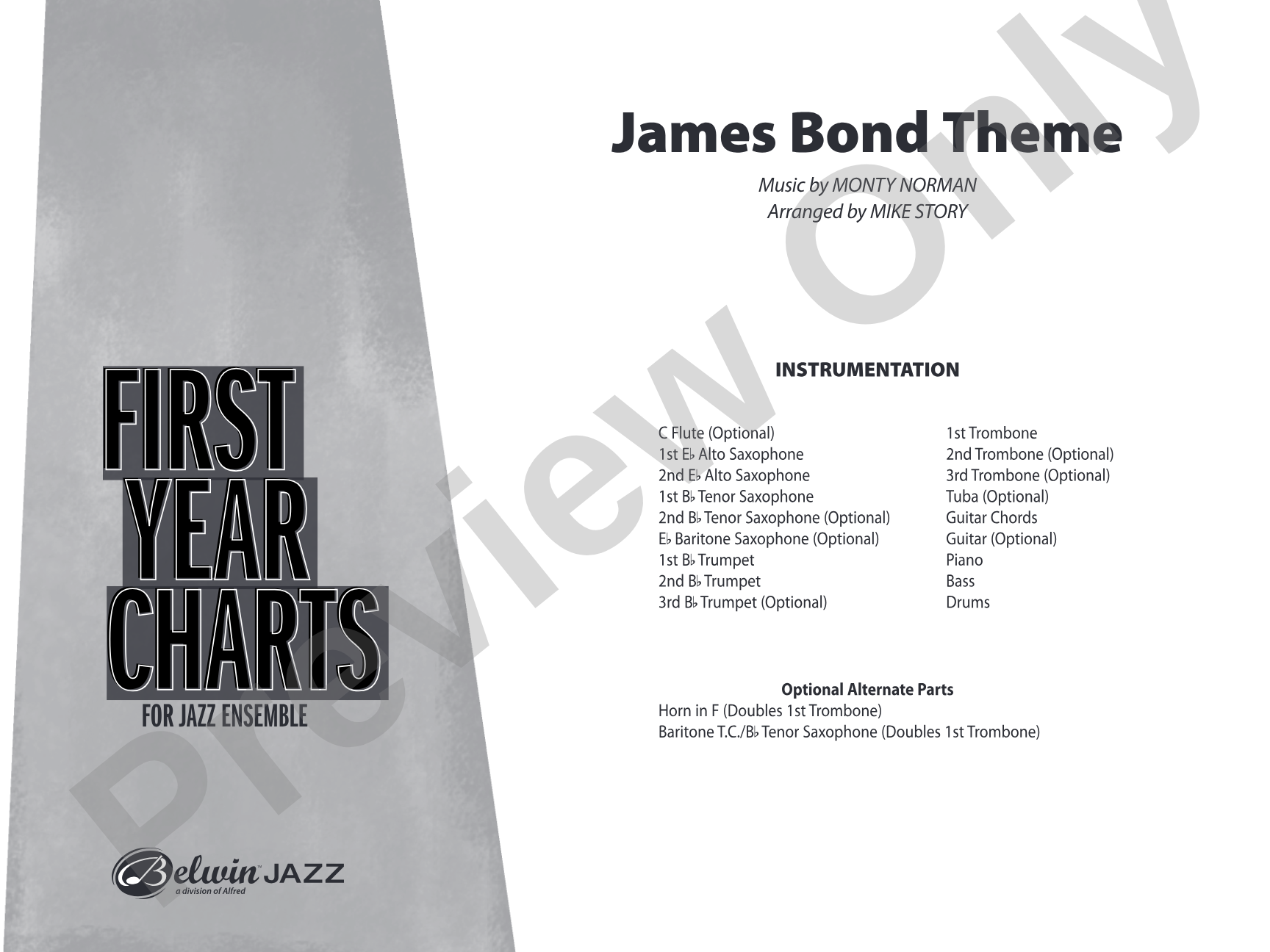 James Bond Theme: Jazz Ensemble Conductor Score & Parts