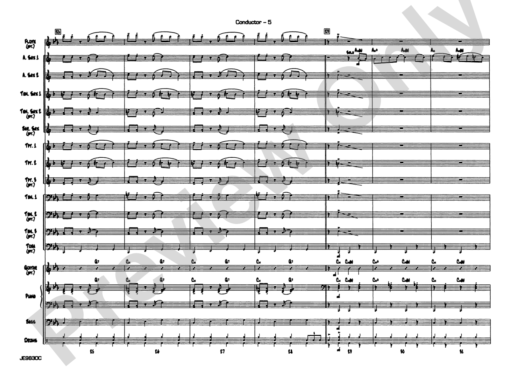 James Bond Theme: Jazz Ensemble Conductor Score & Parts