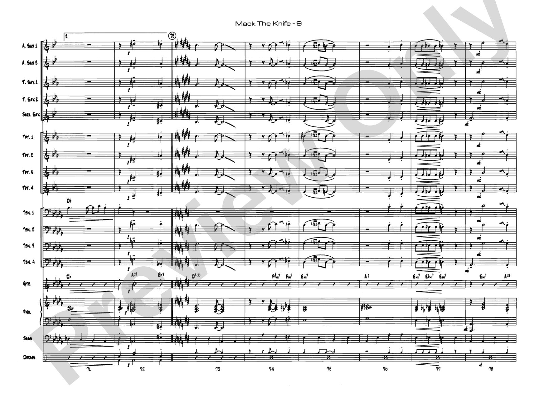 Mack the Knife (from The Threepenny Opera): Jazz Ensemble Conductor Score & Parts