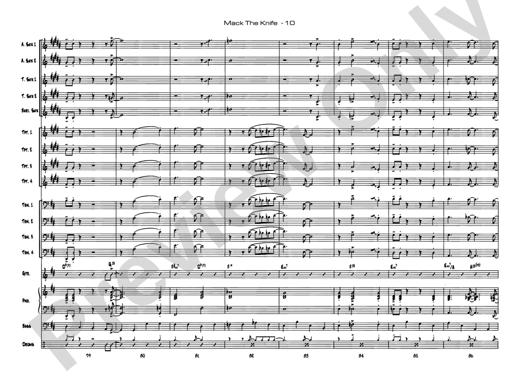 Mack the Knife (from The Threepenny Opera): Jazz Ensemble Conductor Score & Parts