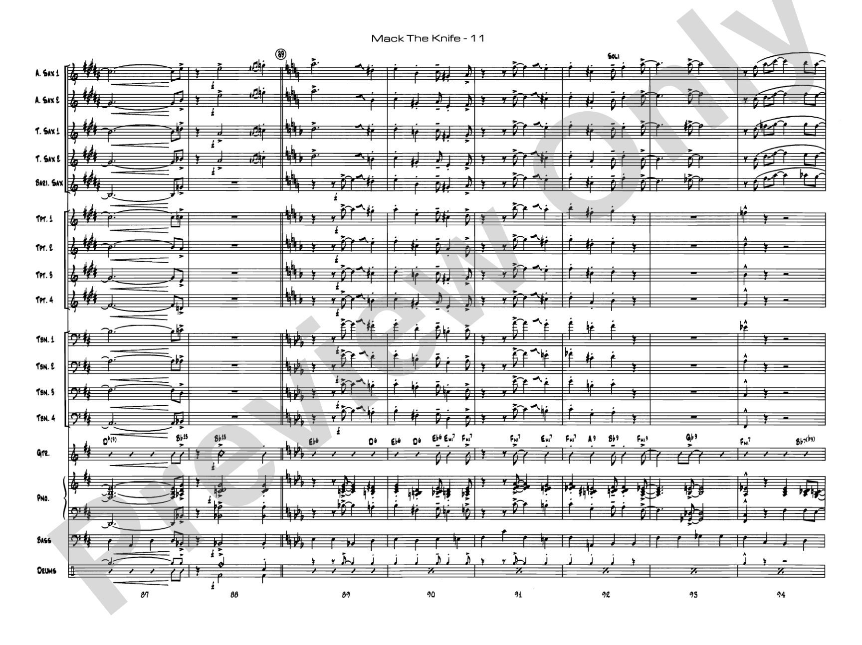 Mack the Knife (from The Threepenny Opera): Jazz Ensemble Conductor Score & Parts