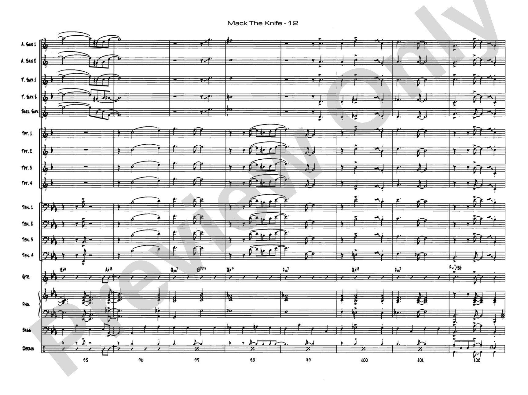 Mack the Knife (from The Threepenny Opera): Jazz Ensemble Conductor Score & Parts