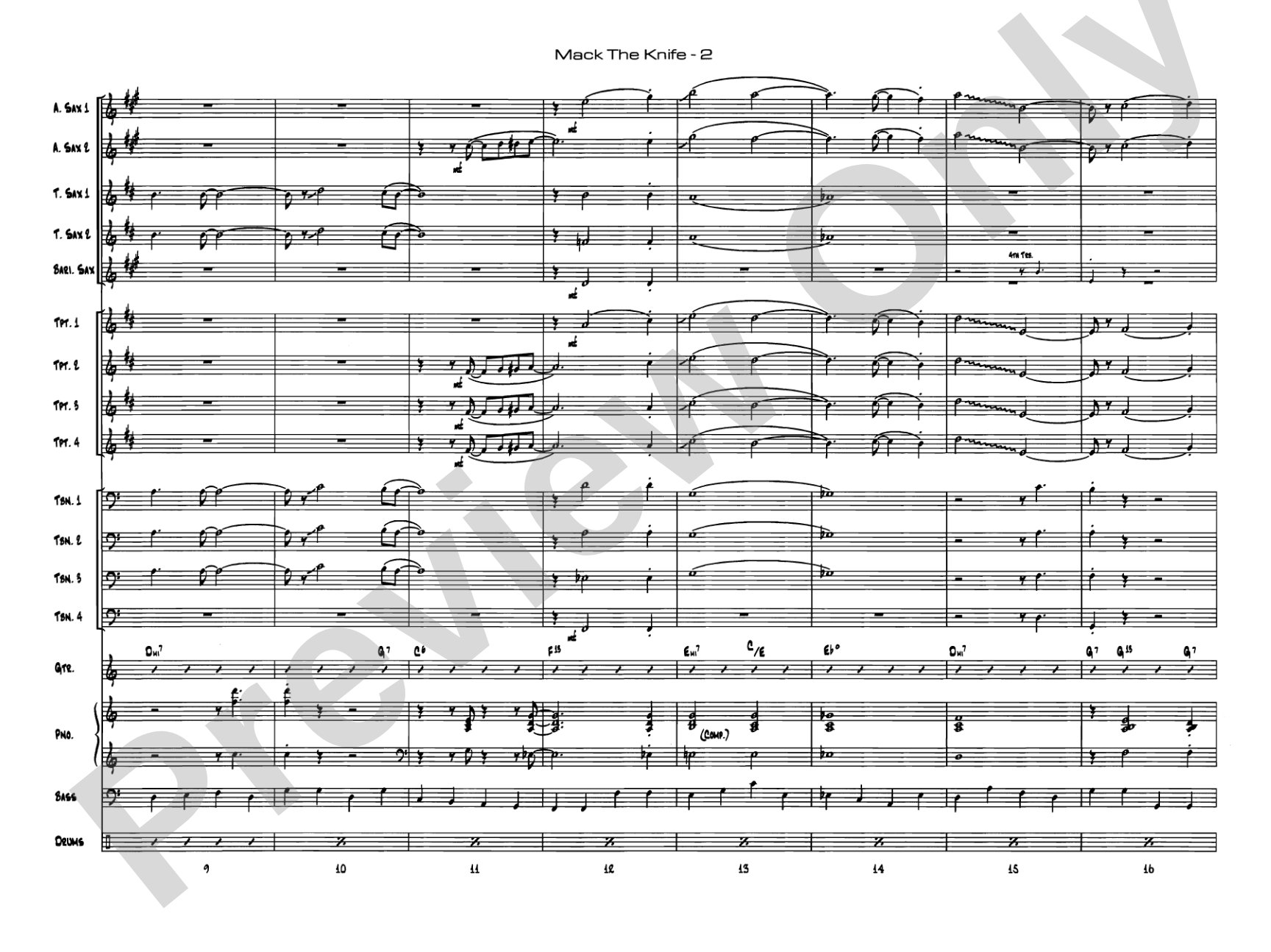 Mack the Knife (from The Threepenny Opera): Jazz Ensemble Conductor Score & Parts