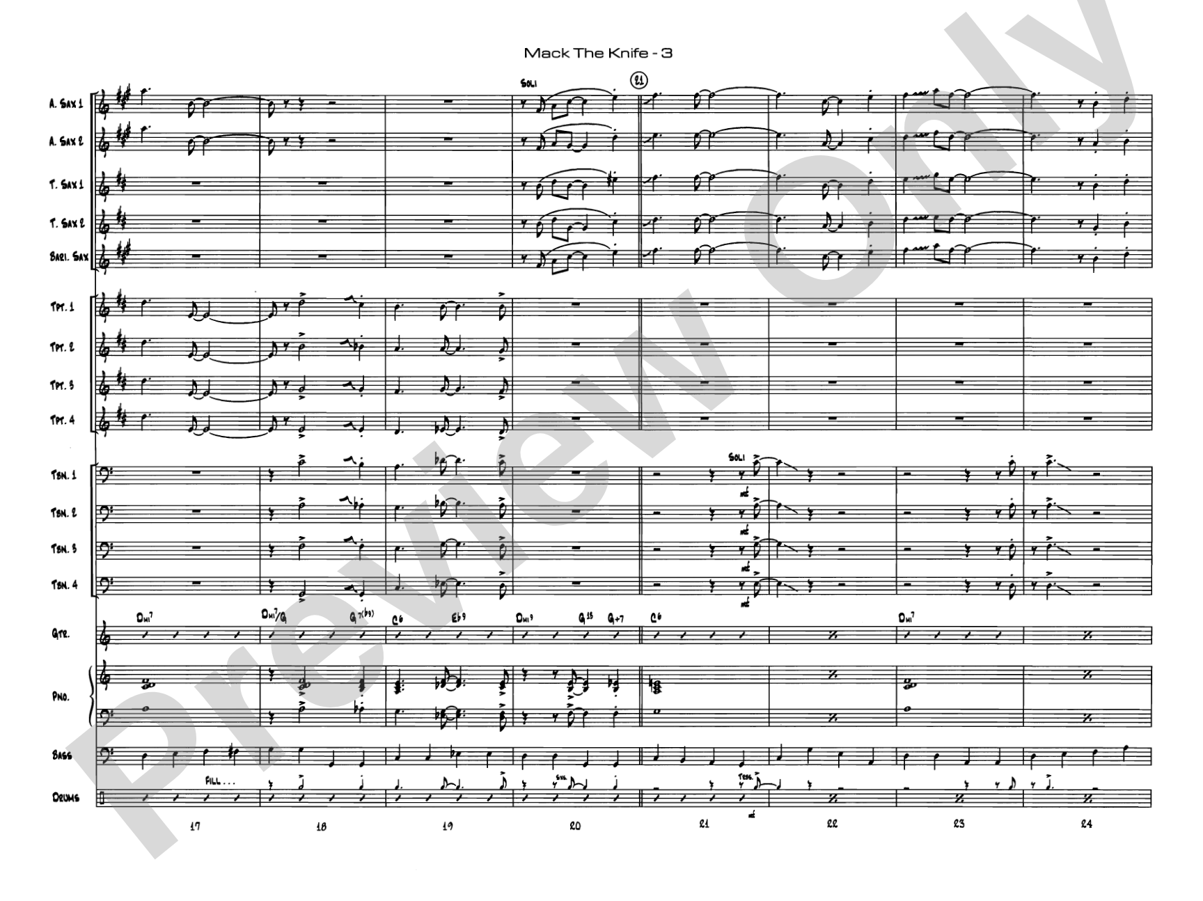 Mack the Knife (from The Threepenny Opera): Jazz Ensemble Conductor Score & Parts