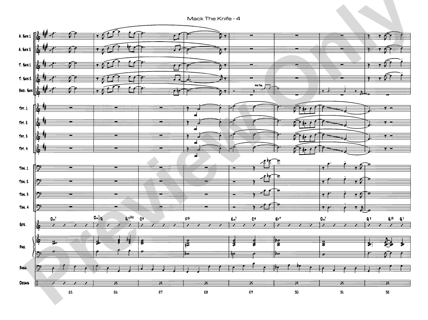 Mack the Knife (from The Threepenny Opera): Jazz Ensemble Conductor Score & Parts