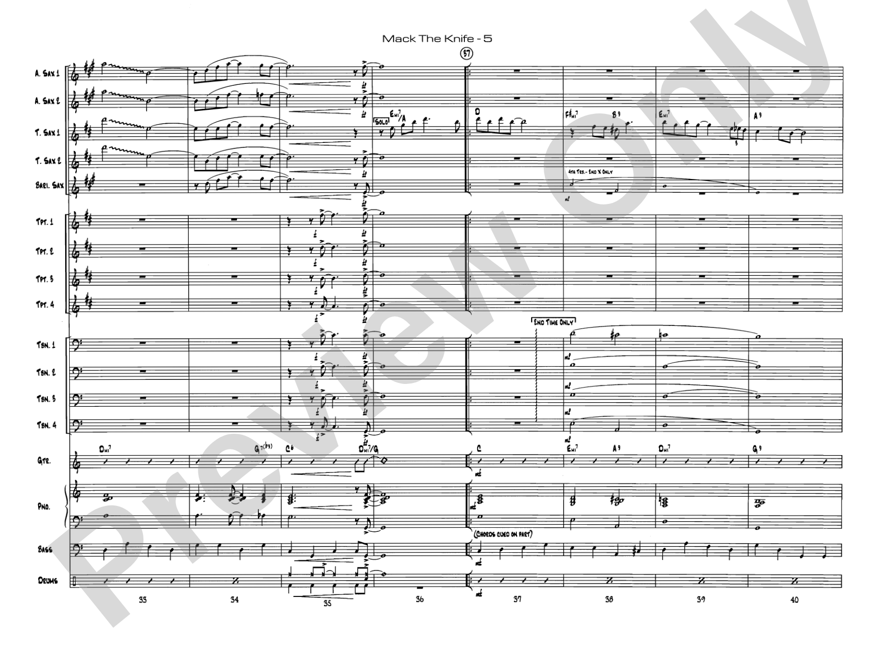Mack the Knife (from The Threepenny Opera): Jazz Ensemble Conductor Score & Parts