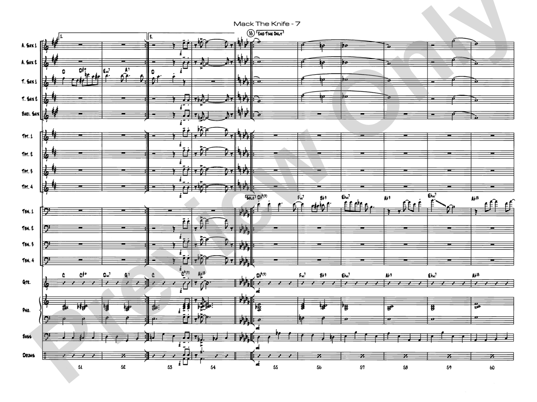 Mack the Knife (from The Threepenny Opera): Jazz Ensemble Conductor Score & Parts