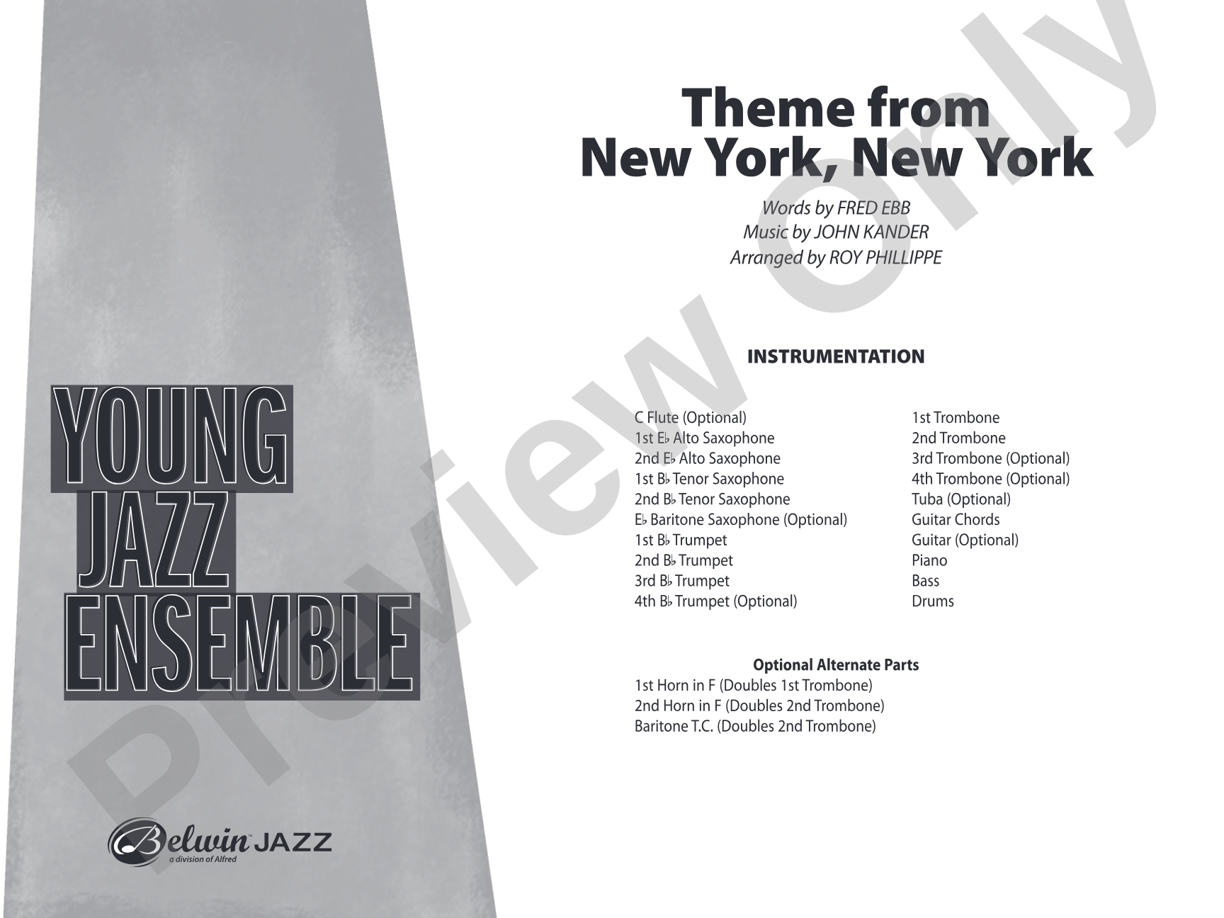 New York, New York, Theme from: Jazz Ensemble Conductor Score & Parts