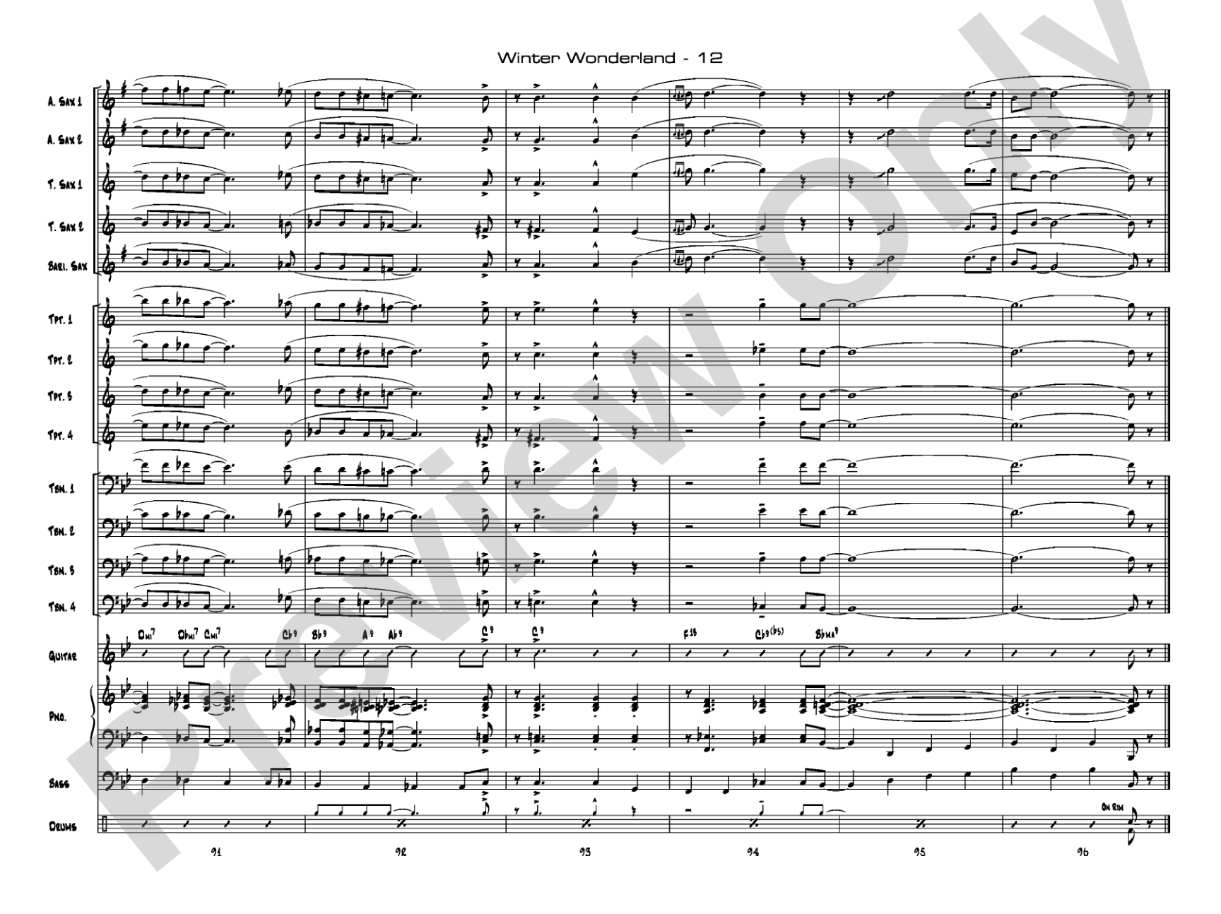 Winter Wonderland: Jazz Ensemble Conductor Score & Parts