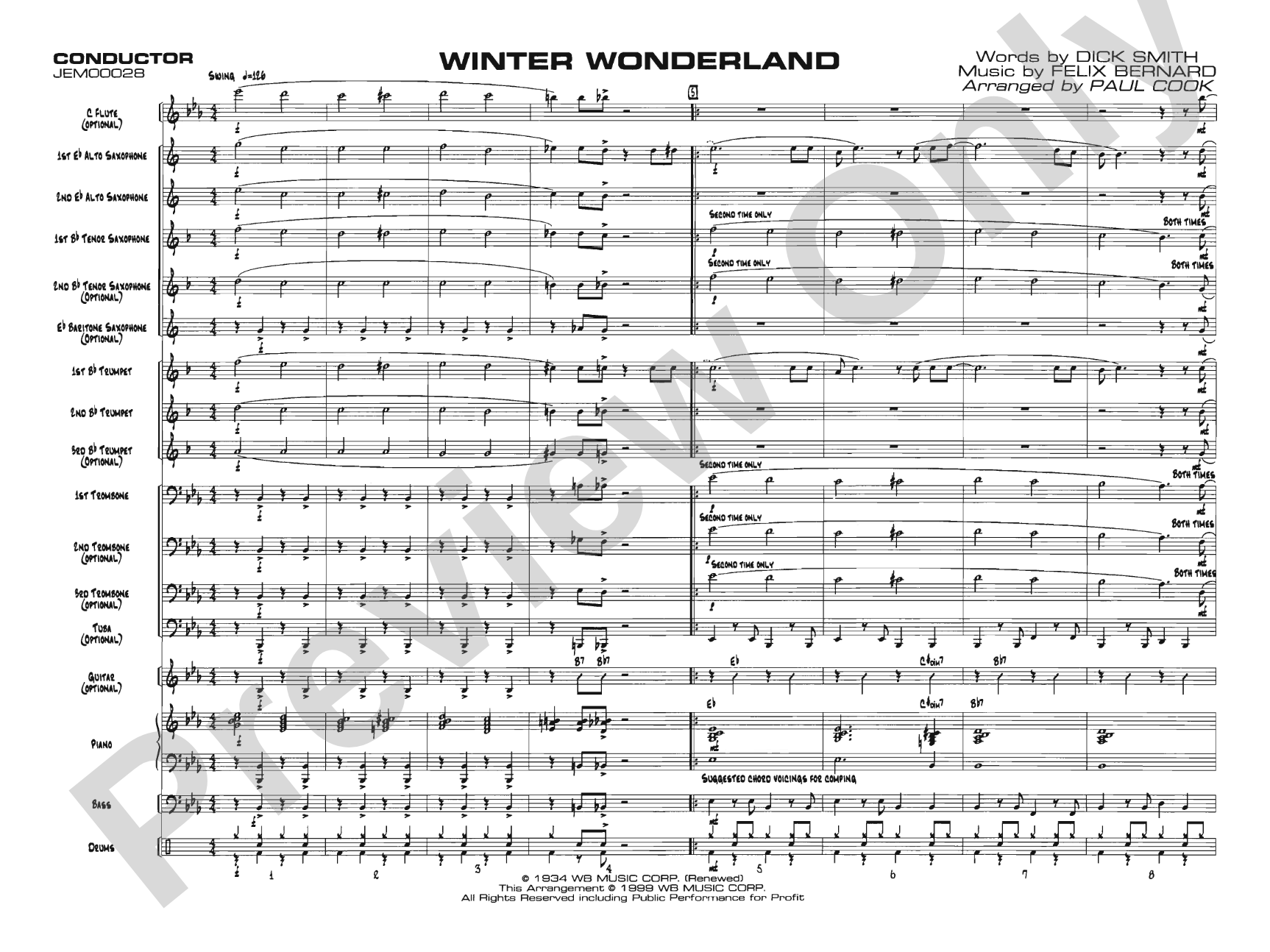 Winter Wonderland: Jazz Ensemble Conductor Score & Parts