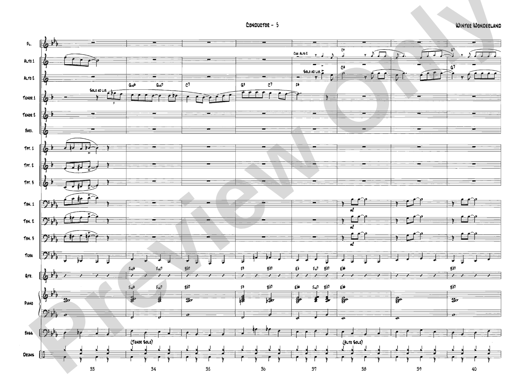 Winter Wonderland: Jazz Ensemble Conductor Score & Parts