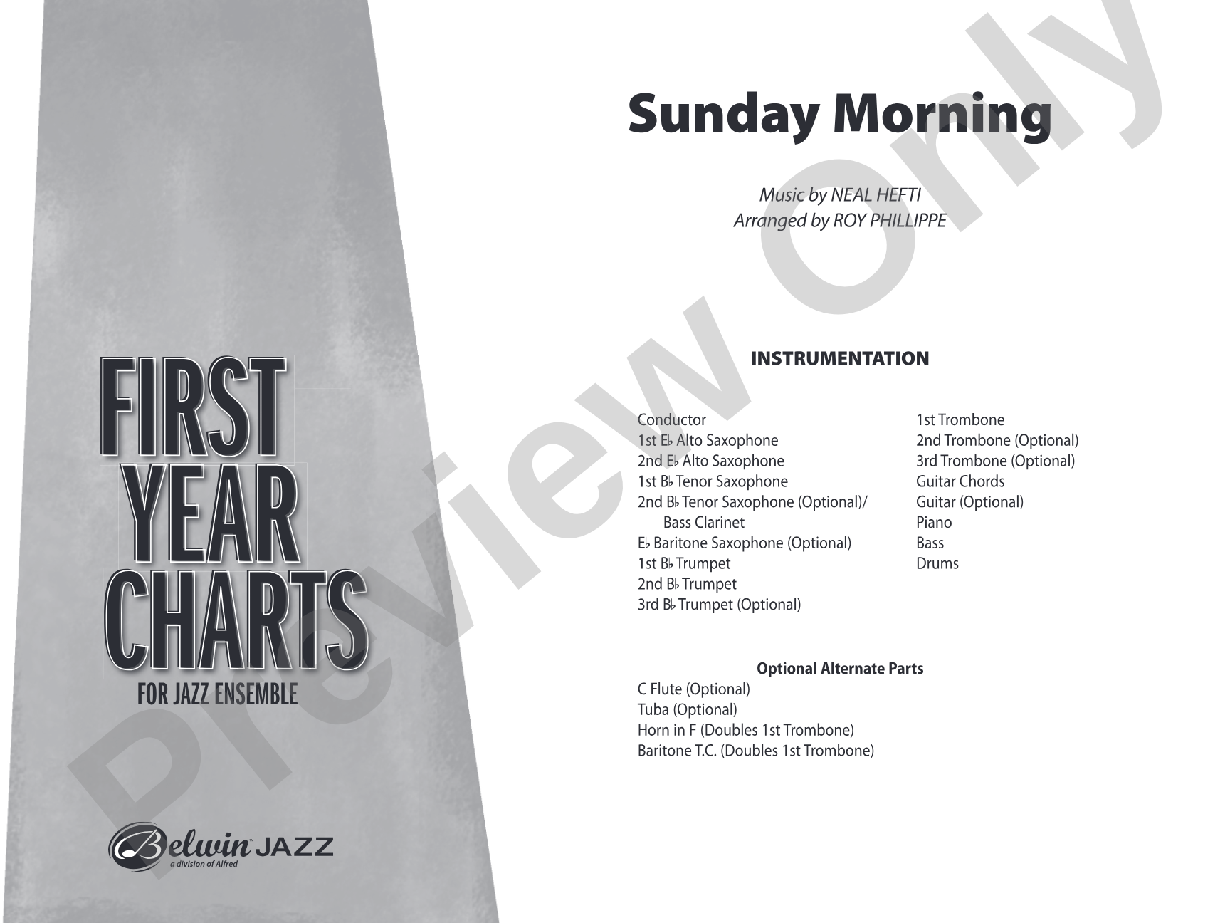 Sunday Morning: Jazz Ensemble Conductor Score & Parts