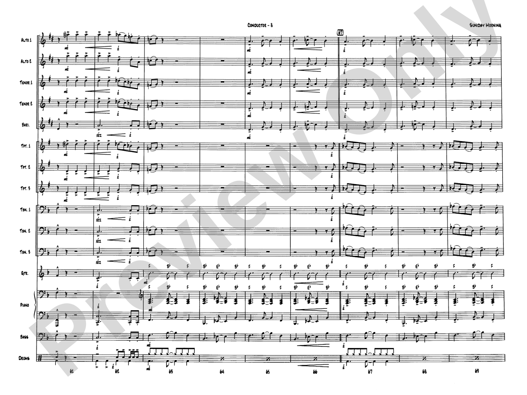 Sunday Morning: Jazz Ensemble Conductor Score & Parts