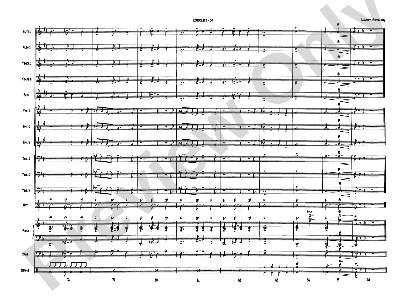 Sunday Morning: Jazz Ensemble Conductor Score & Parts