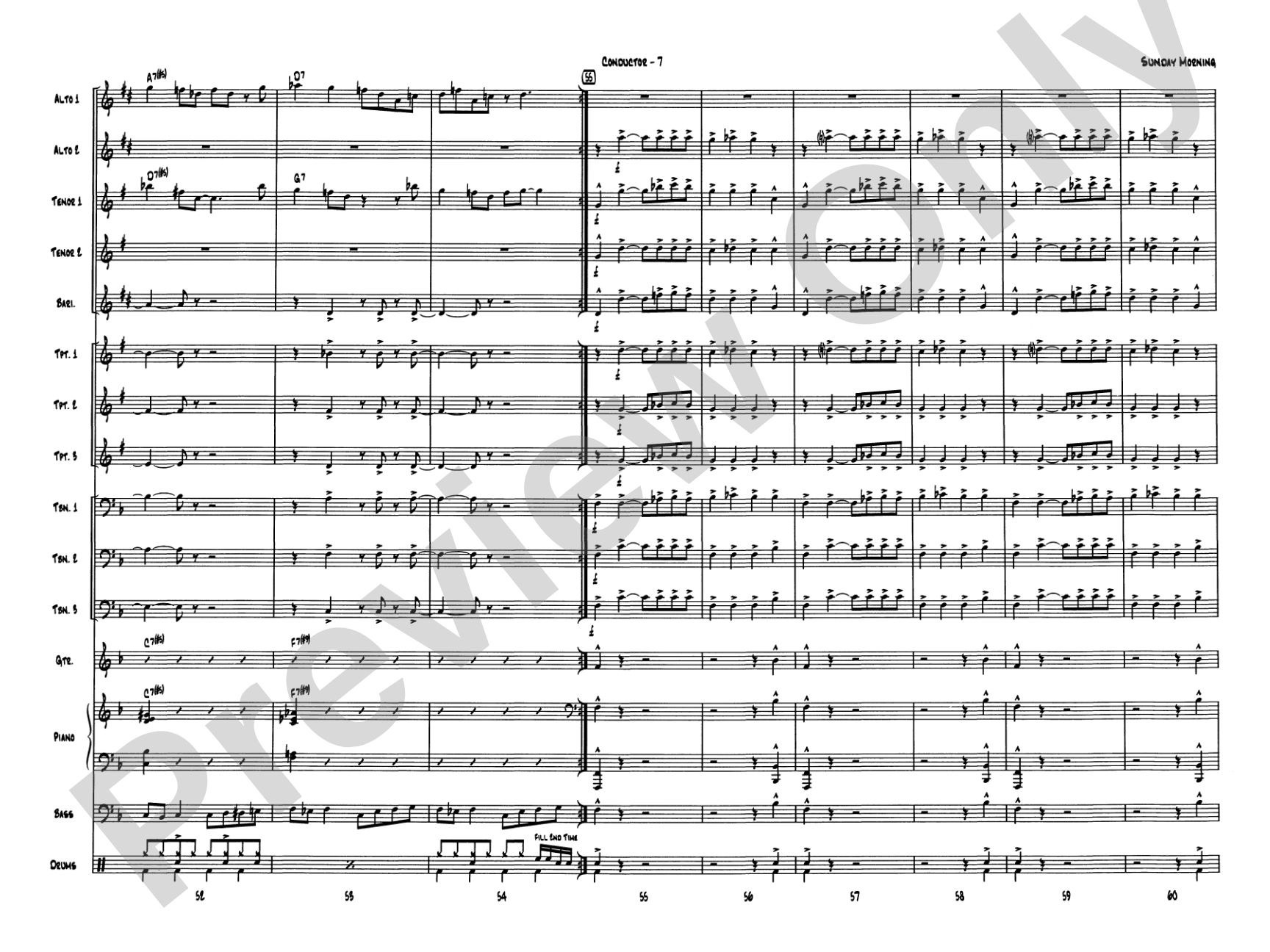 Sunday Morning: Jazz Ensemble Conductor Score & Parts