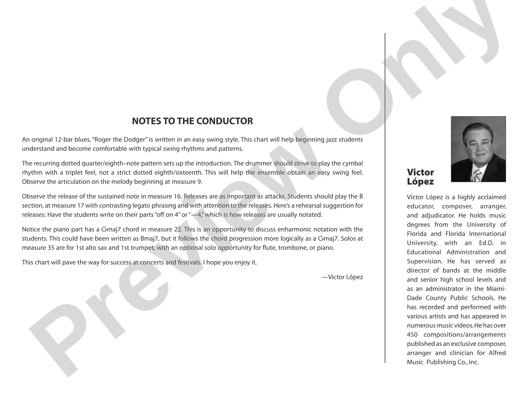 Roger the Dodger: Jazz Ensemble Conductor Score & Parts