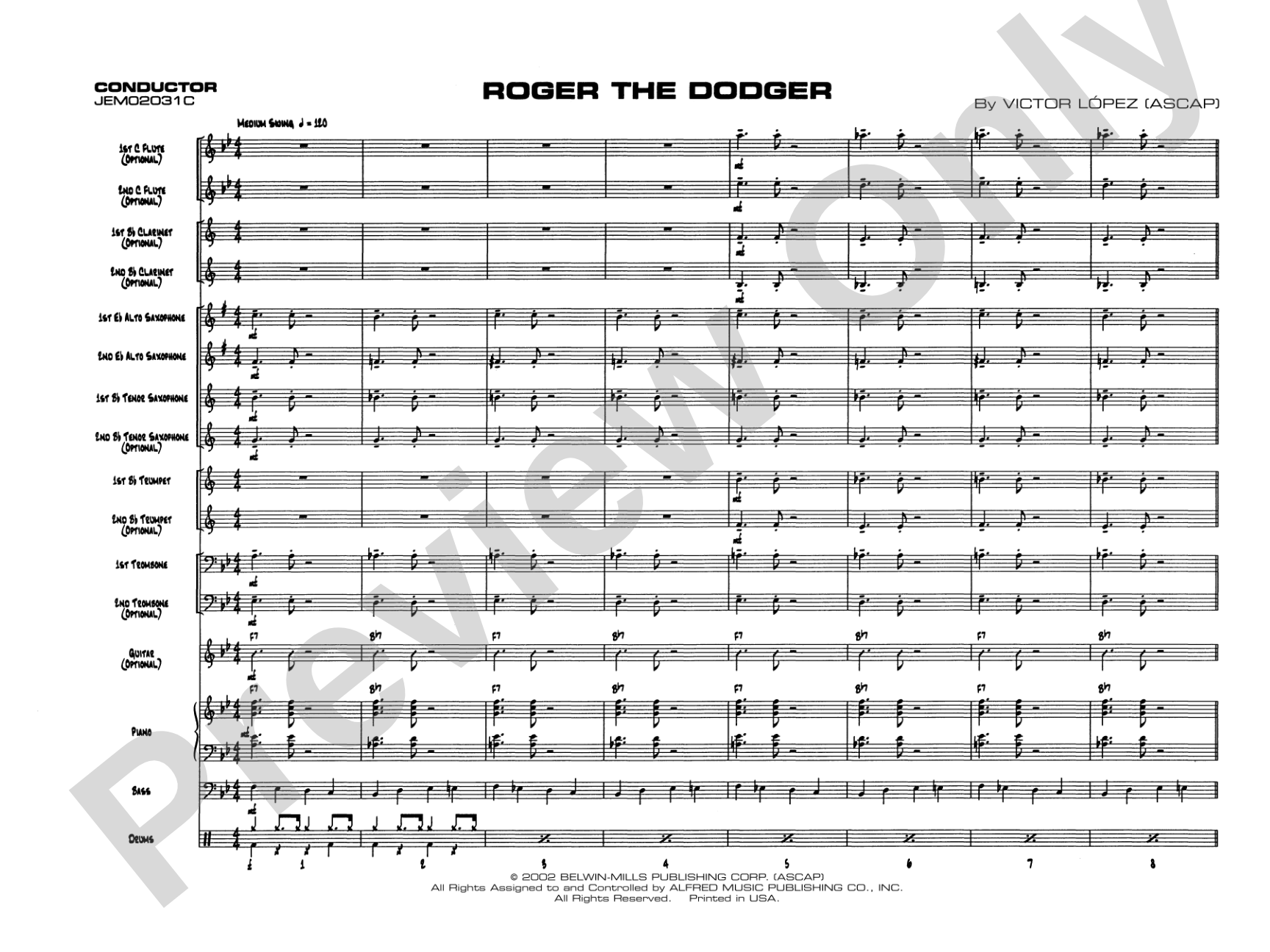 Roger the Dodger: Jazz Ensemble Conductor Score & Parts