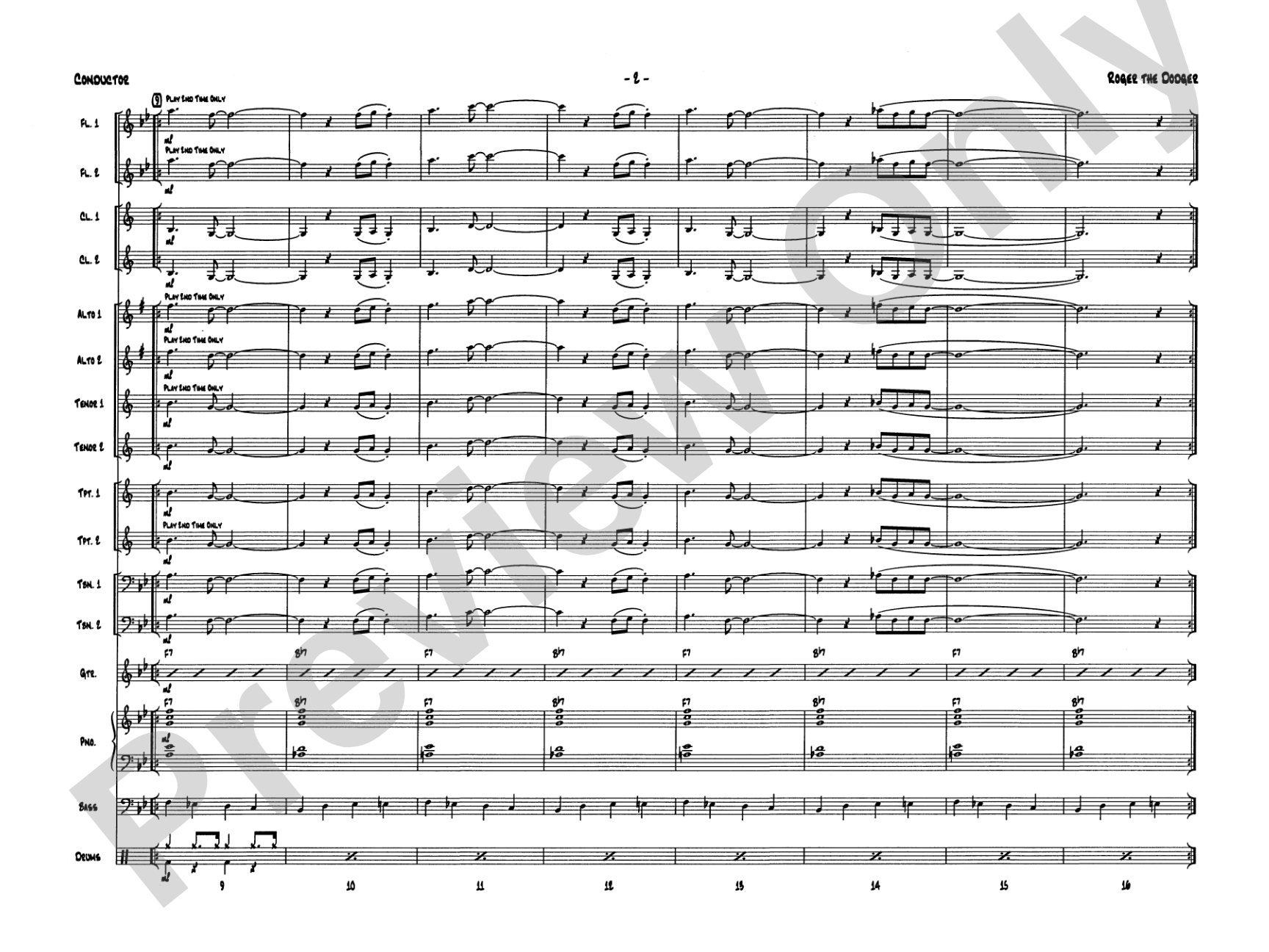 Roger the Dodger: Jazz Ensemble Conductor Score & Parts