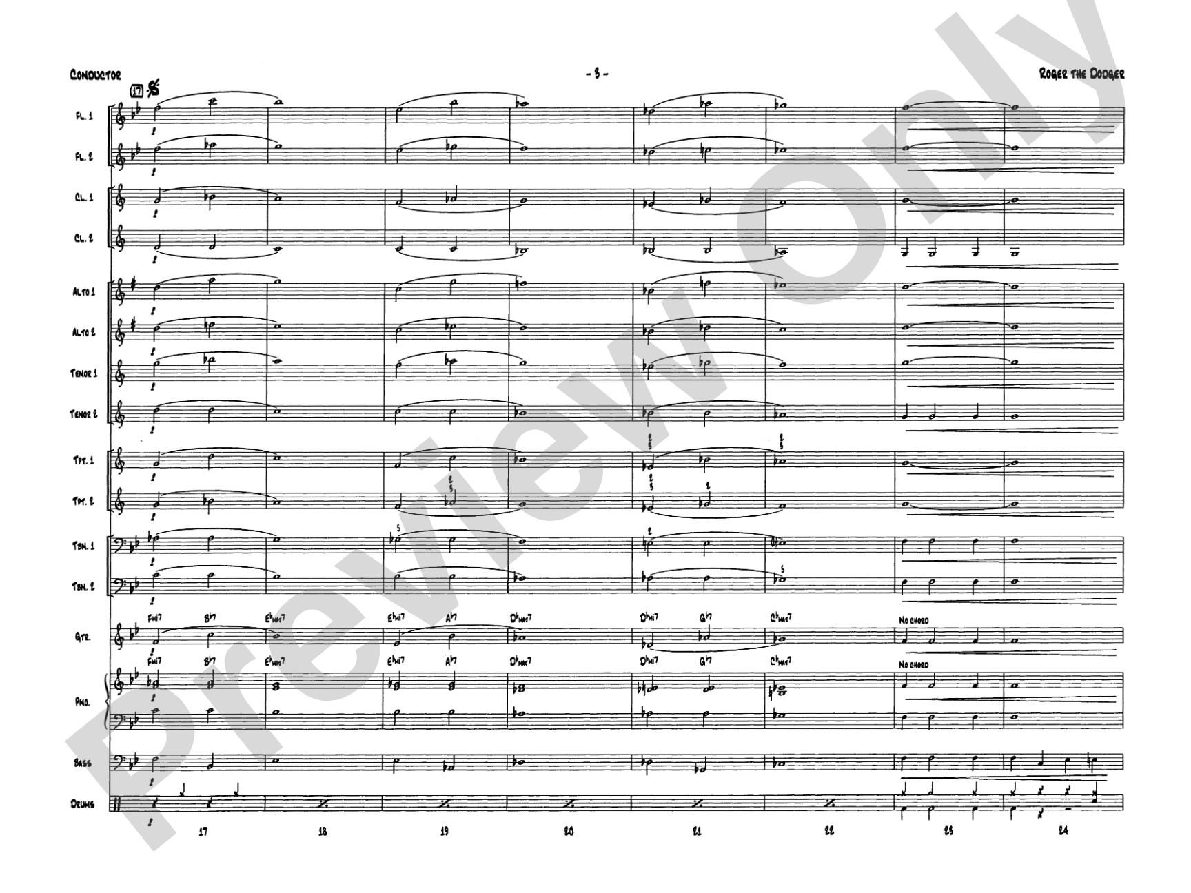Roger the Dodger: Jazz Ensemble Conductor Score & Parts