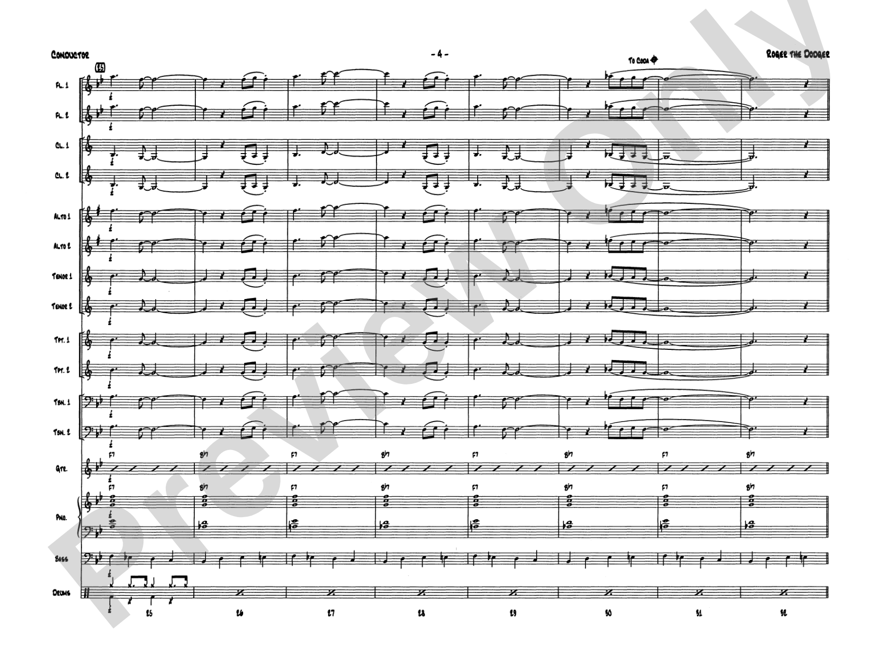 Roger the Dodger: Jazz Ensemble Conductor Score & Parts