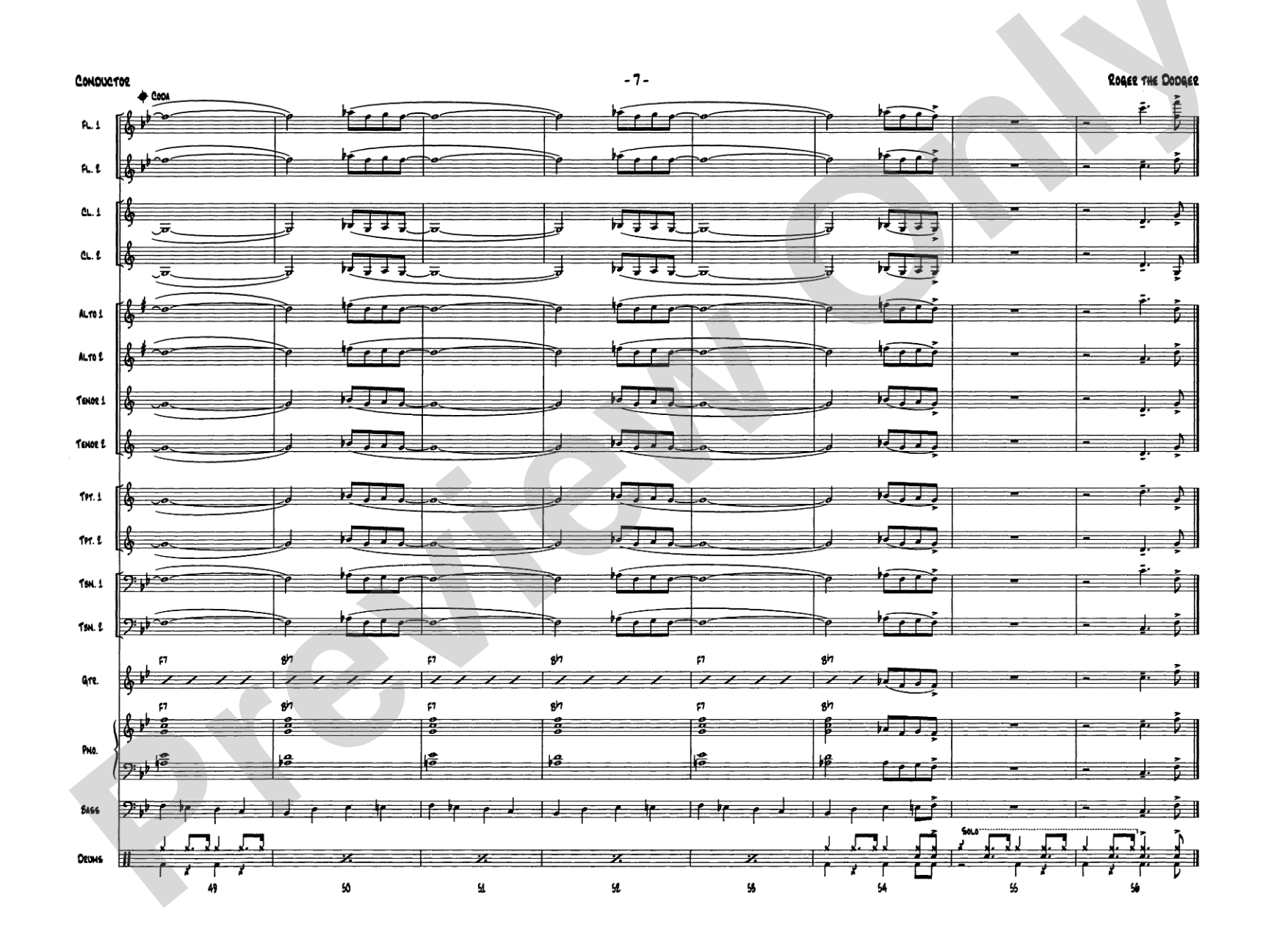 Roger the Dodger: Jazz Ensemble Conductor Score & Parts