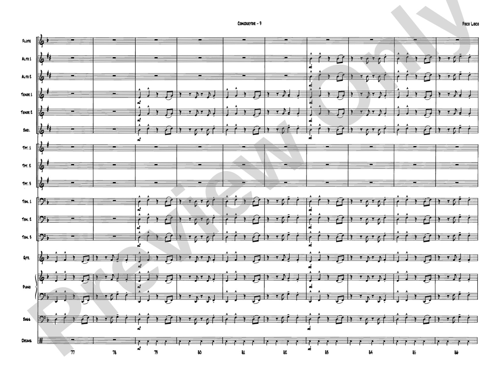 Poco Loco: Jazz Ensemble Conductor Score & Parts