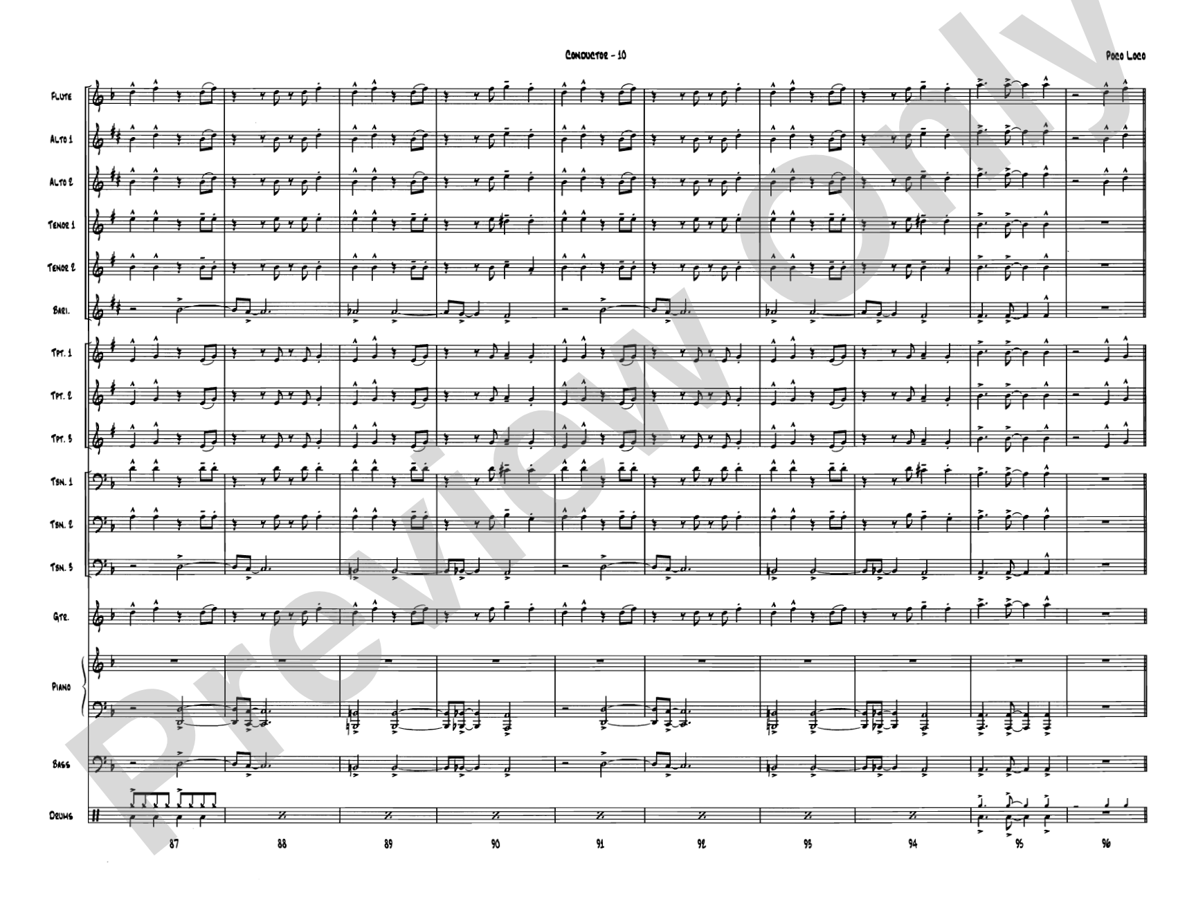 Poco Loco: Jazz Ensemble Conductor Score & Parts