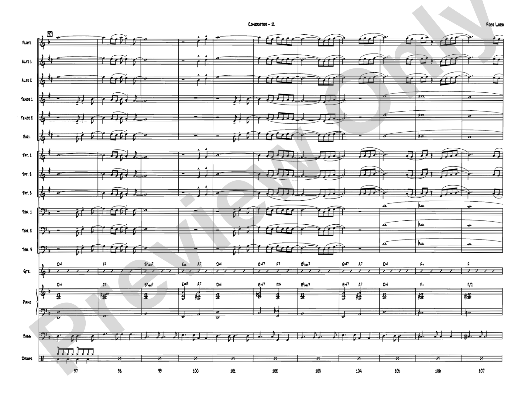Poco Loco: Jazz Ensemble Conductor Score & Parts