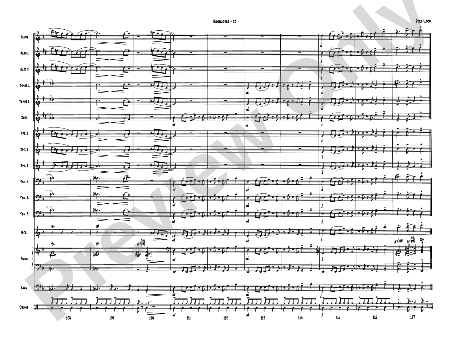 Poco Loco: Jazz Ensemble Conductor Score & Parts