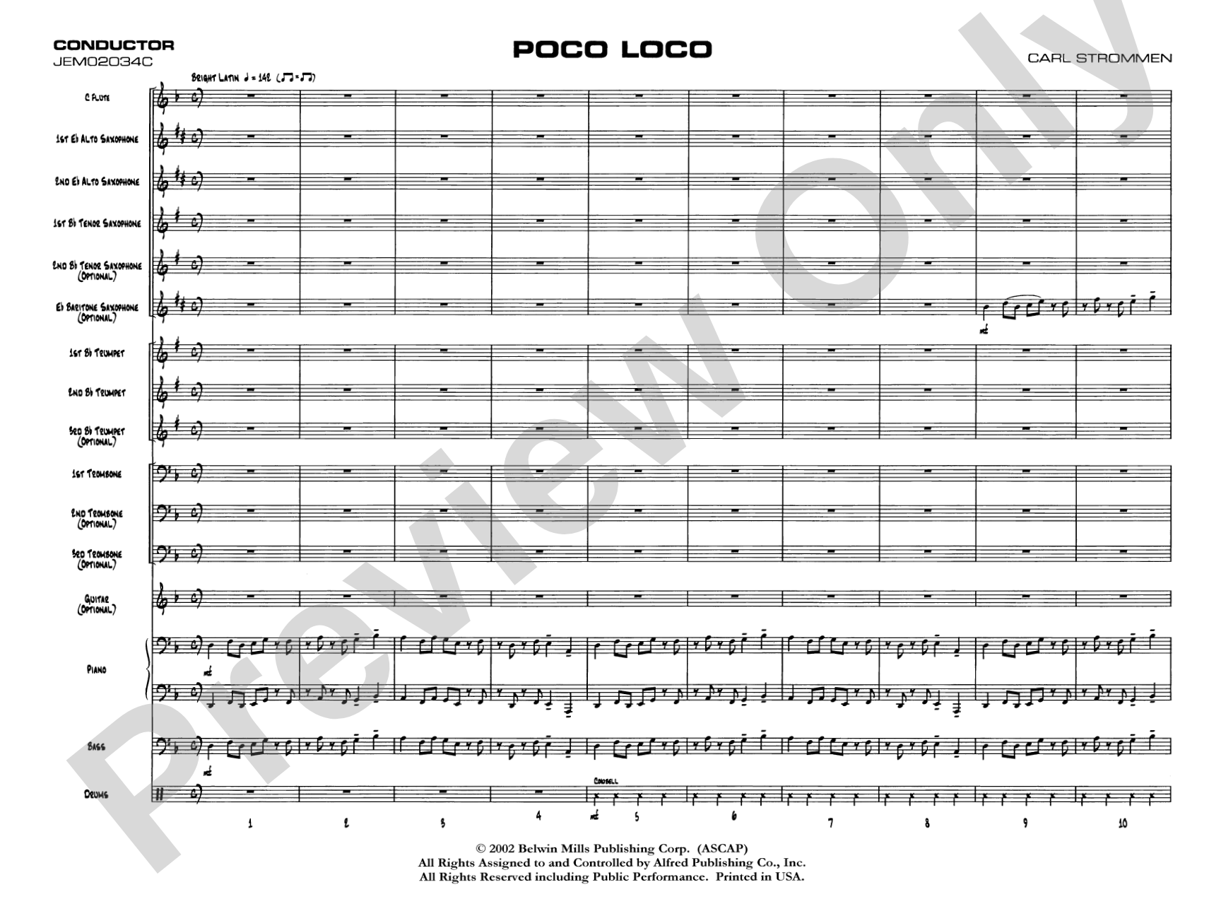 Poco Loco: Jazz Ensemble Conductor Score & Parts