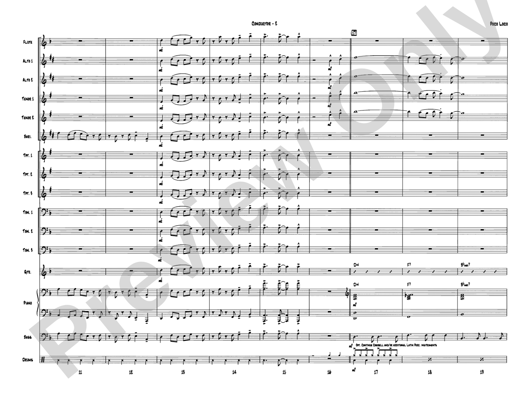 Poco Loco: Jazz Ensemble Conductor Score & Parts