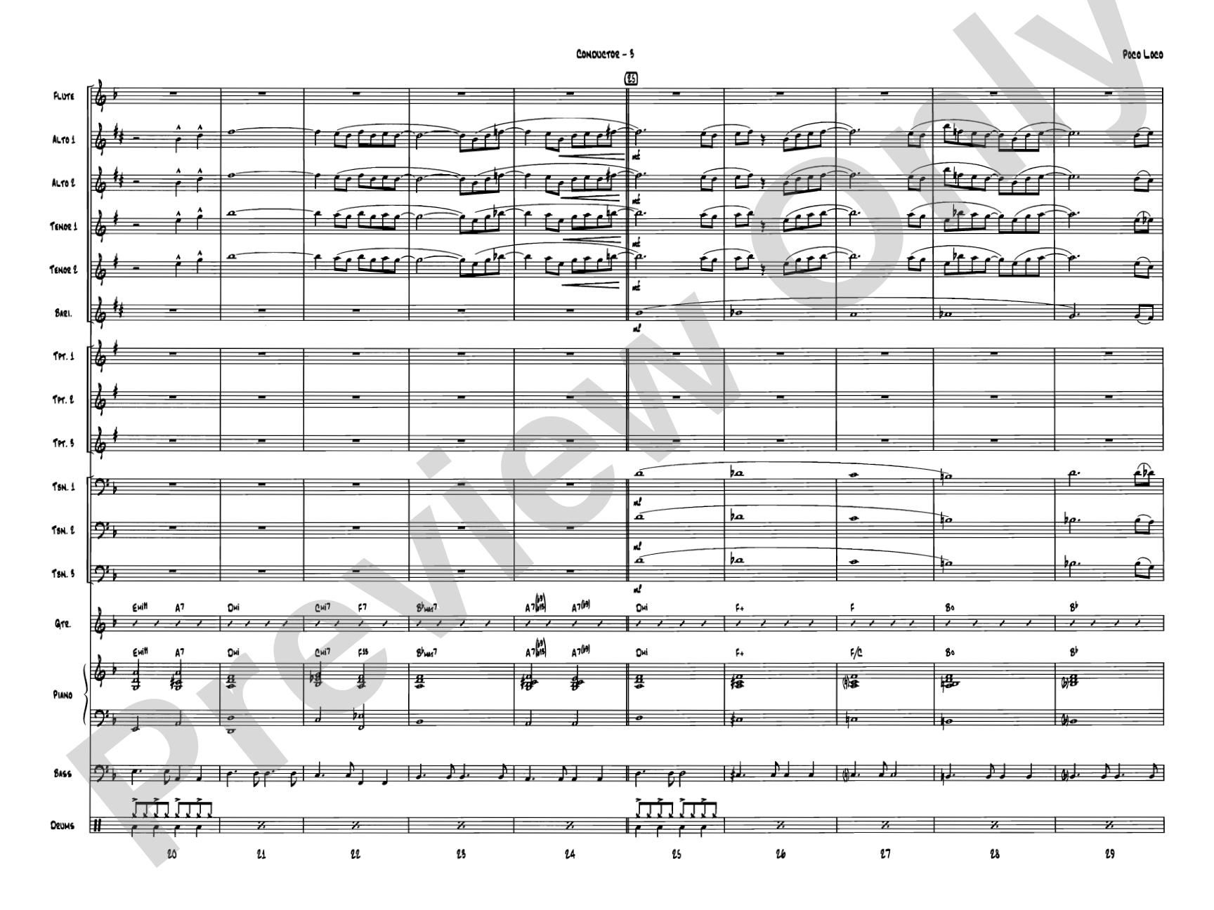 Poco Loco: Jazz Ensemble Conductor Score & Parts
