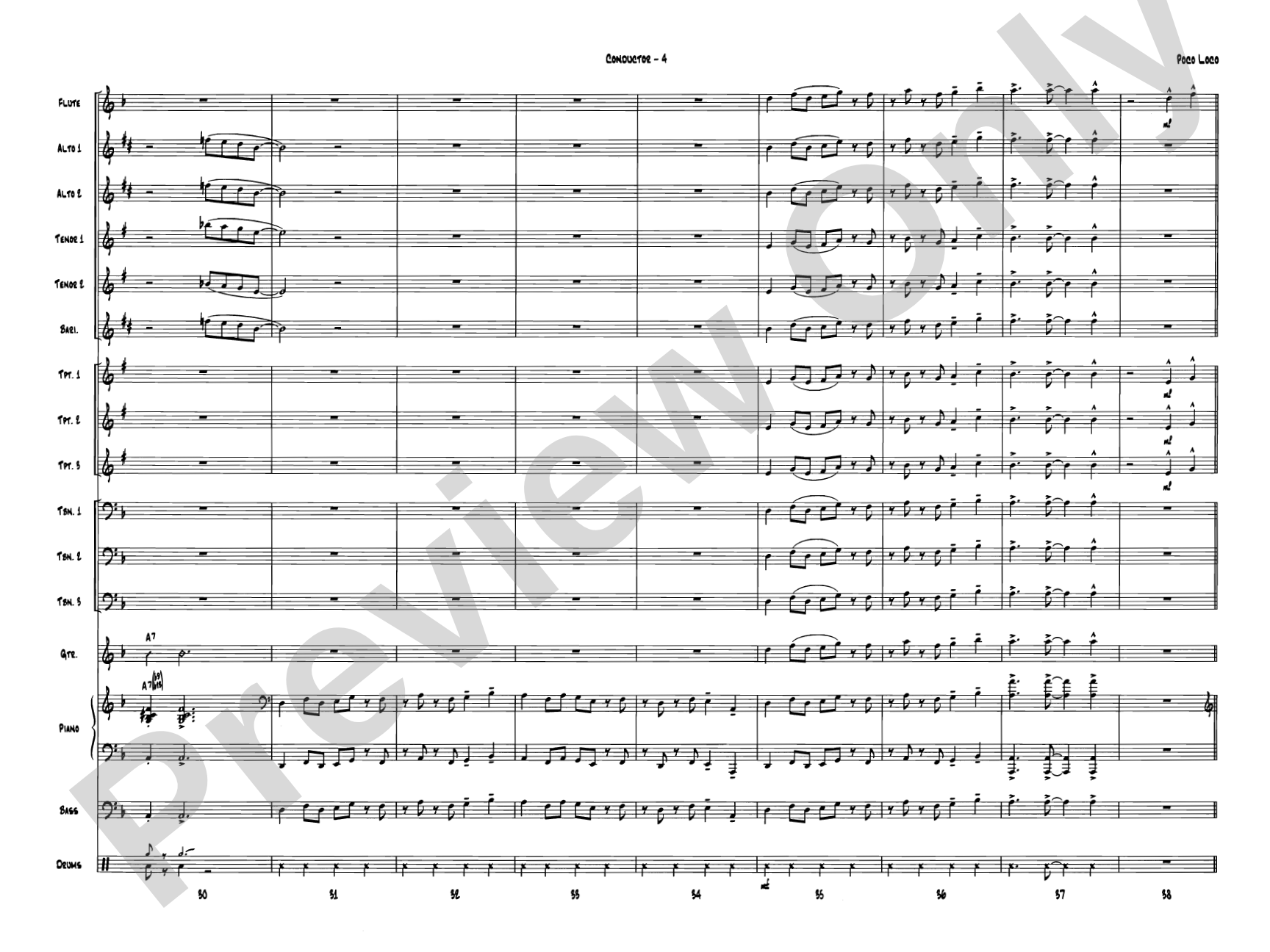 Poco Loco: Jazz Ensemble Conductor Score & Parts