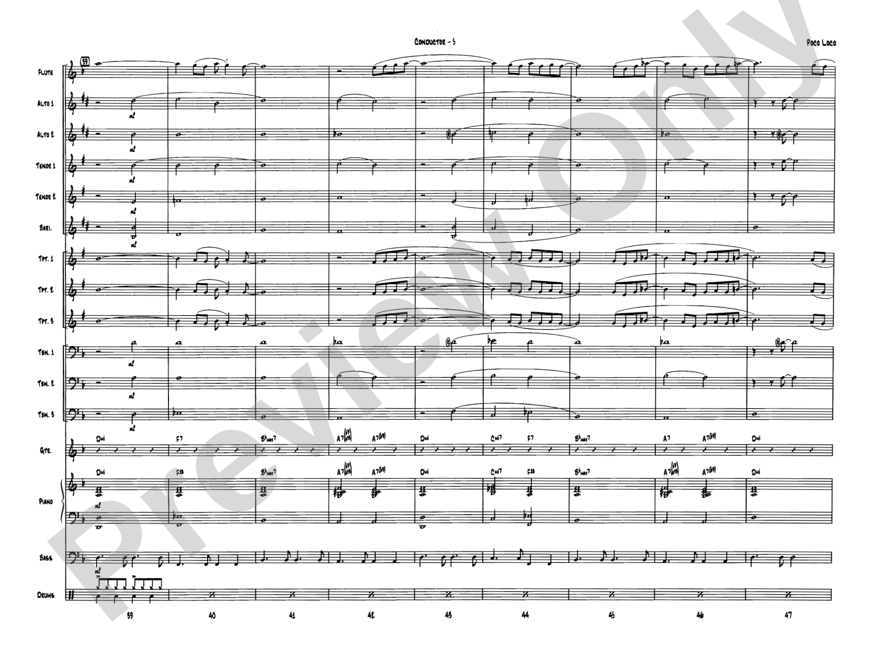Poco Loco: Jazz Ensemble Conductor Score & Parts