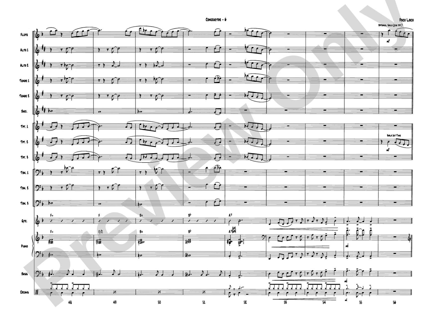 Poco Loco: Jazz Ensemble Conductor Score & Parts
