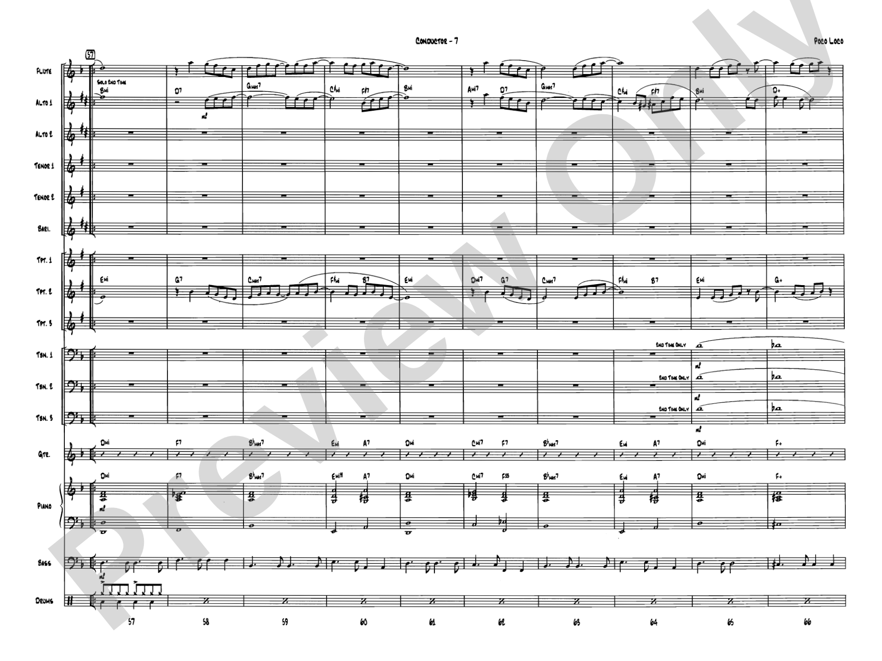 Poco Loco: Jazz Ensemble Conductor Score & Parts
