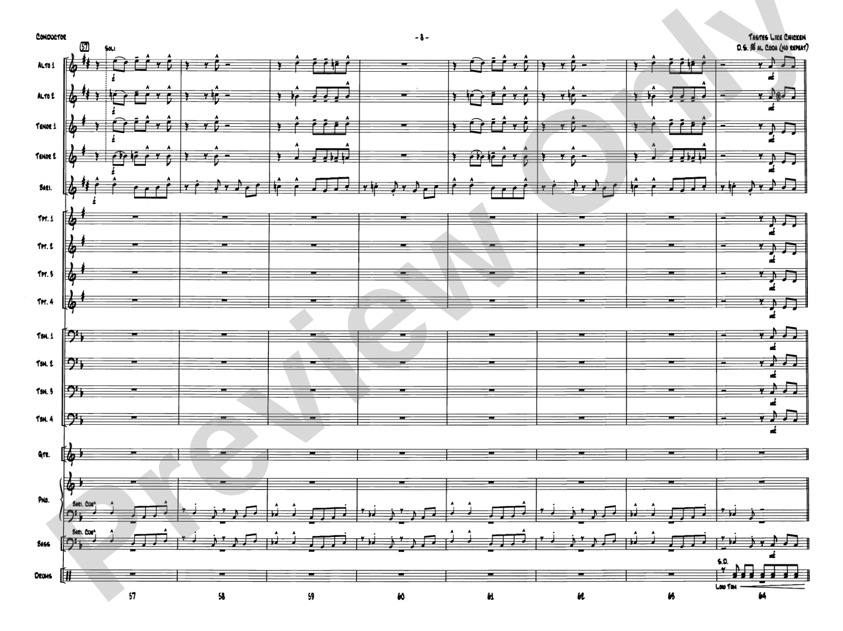 Tastes Like Chicken: Jazz Ensemble Conductor Score & Parts