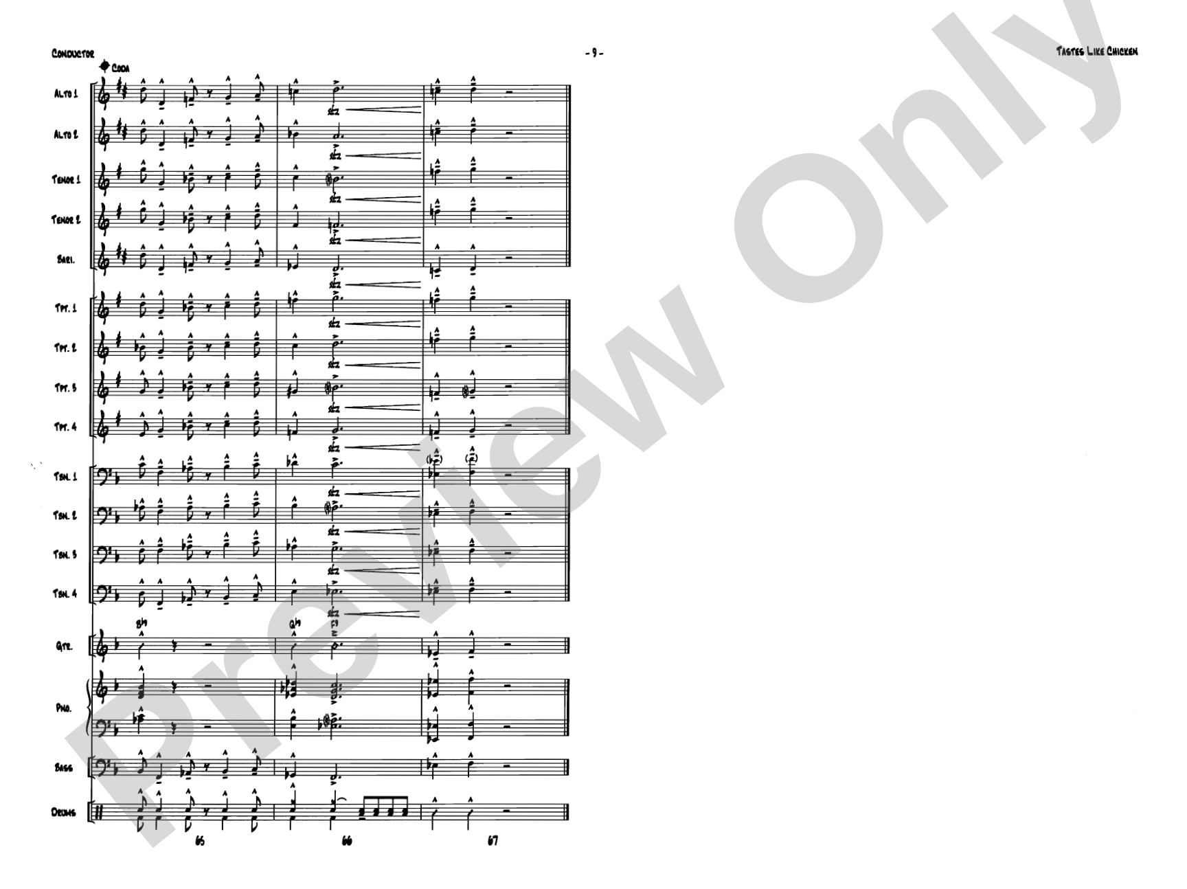 Tastes Like Chicken: Jazz Ensemble Conductor Score & Parts