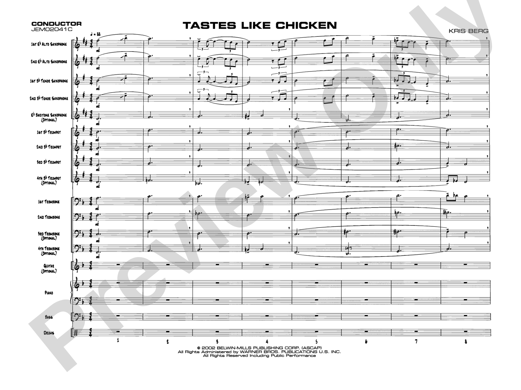 Tastes Like Chicken: Jazz Ensemble Conductor Score & Parts