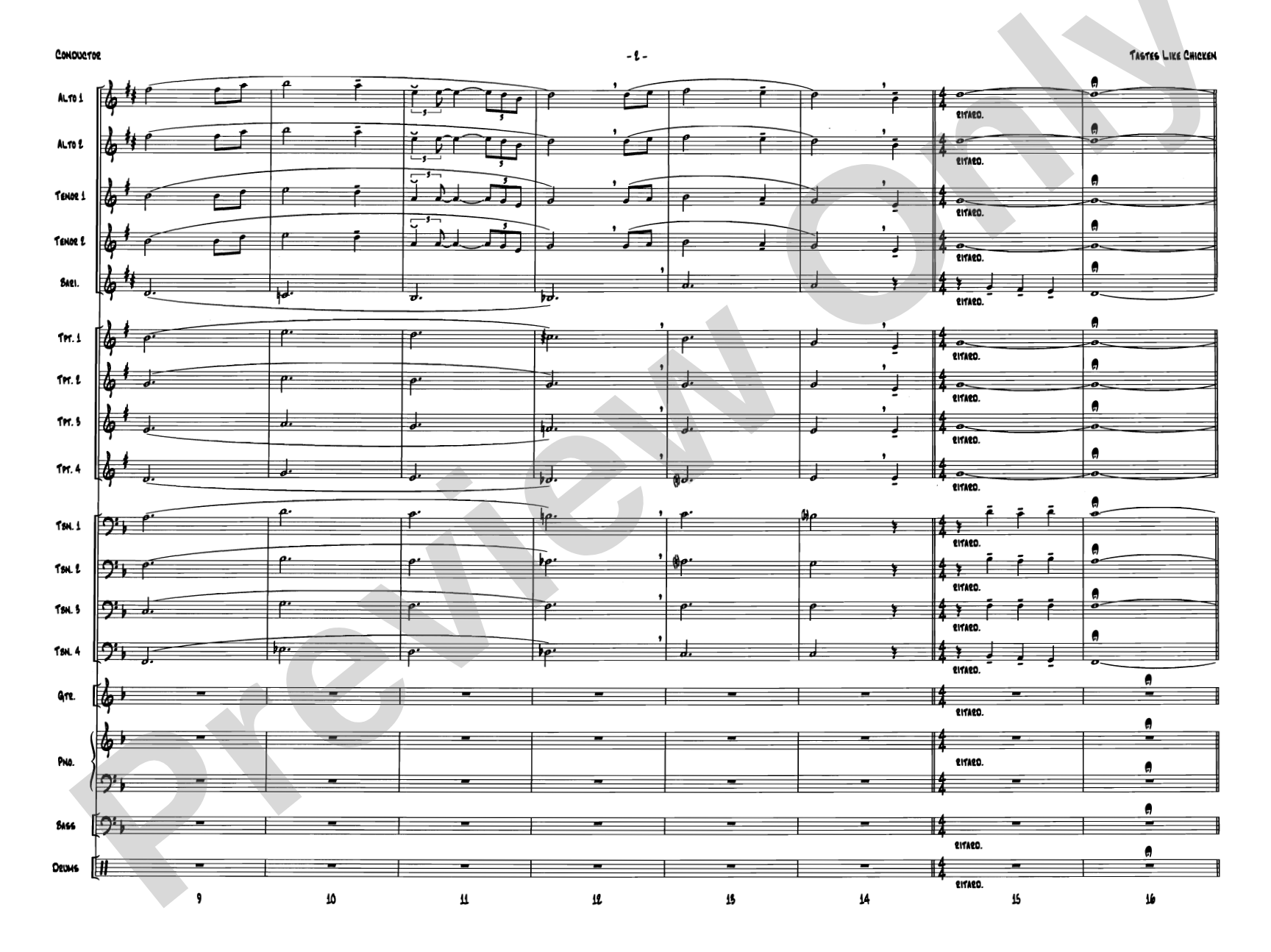 Tastes Like Chicken: Jazz Ensemble Conductor Score & Parts
