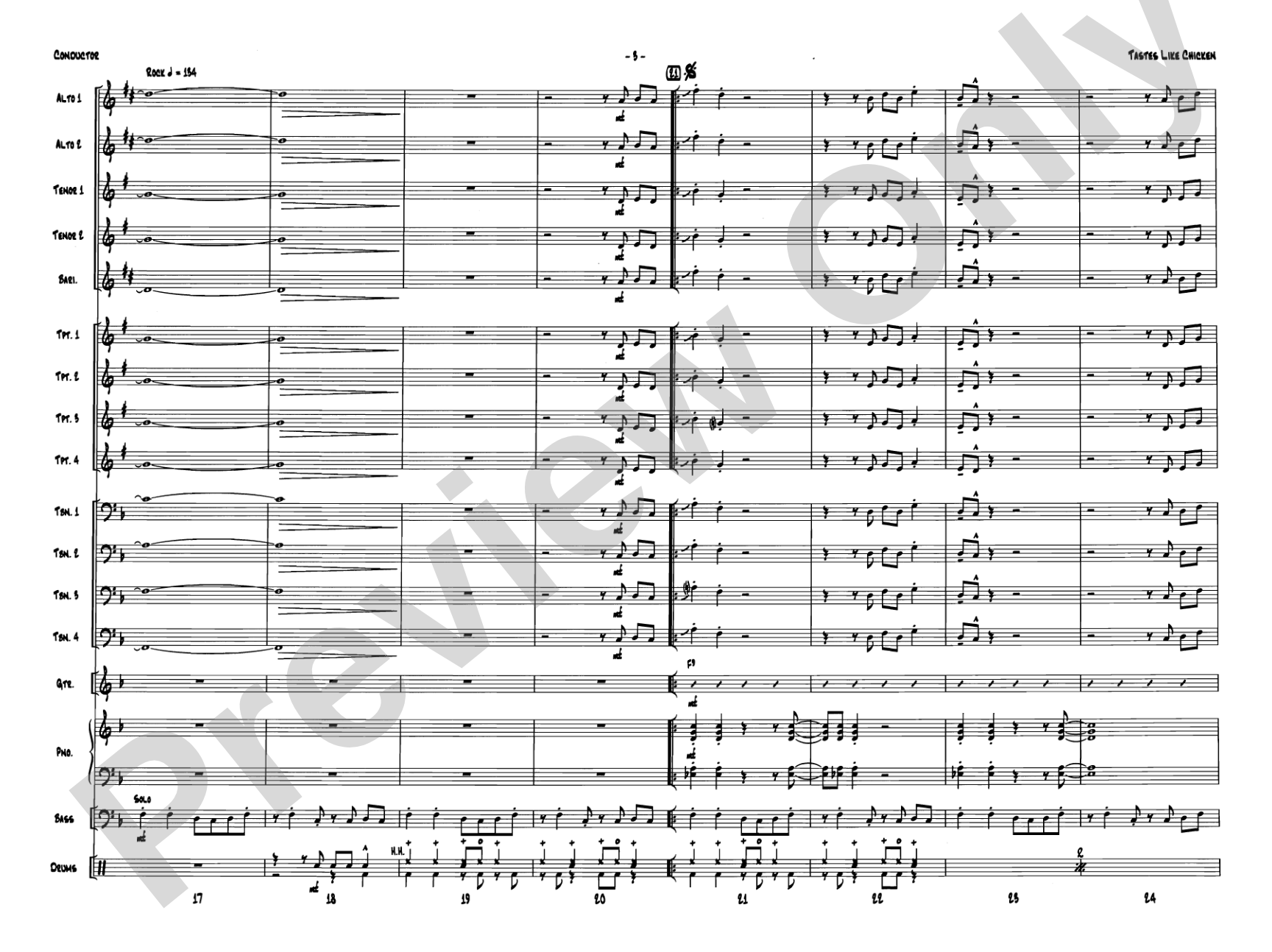 Tastes Like Chicken: Jazz Ensemble Conductor Score & Parts