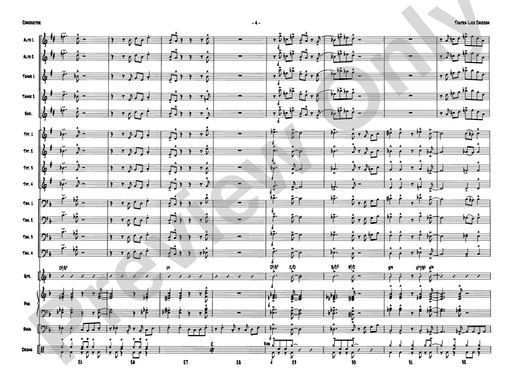 Tastes Like Chicken: Jazz Ensemble Conductor Score & Parts