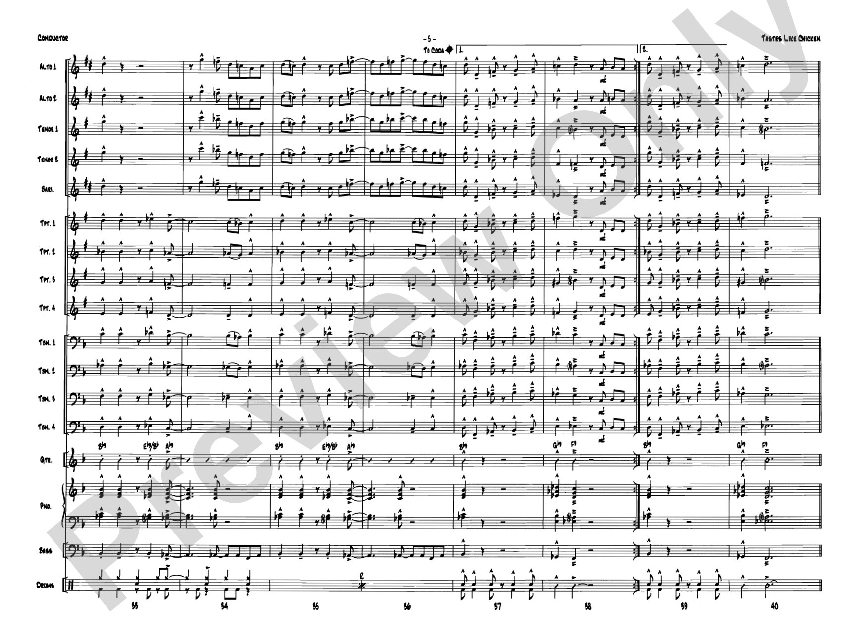 Tastes Like Chicken: Jazz Ensemble Conductor Score & Parts