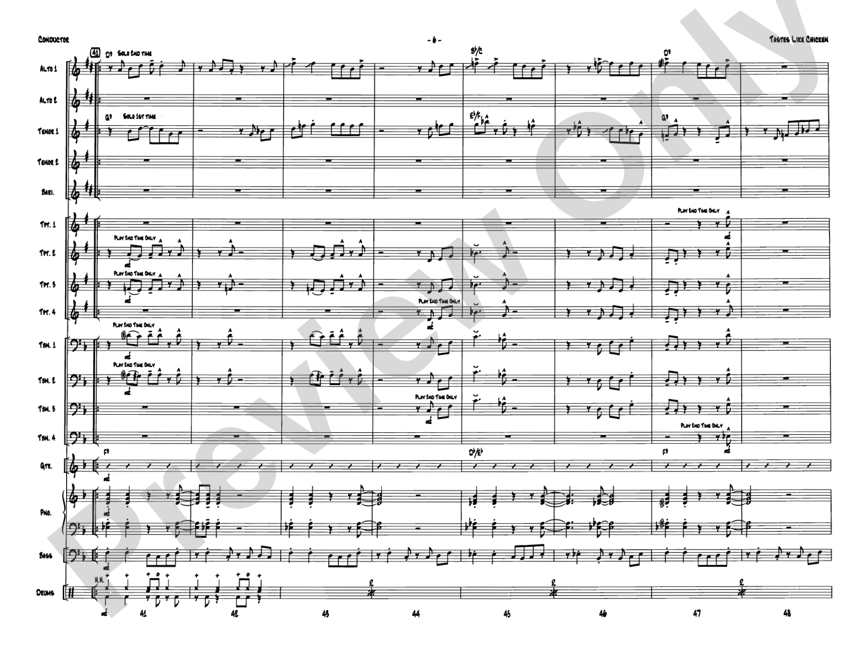 Tastes Like Chicken: Jazz Ensemble Conductor Score & Parts