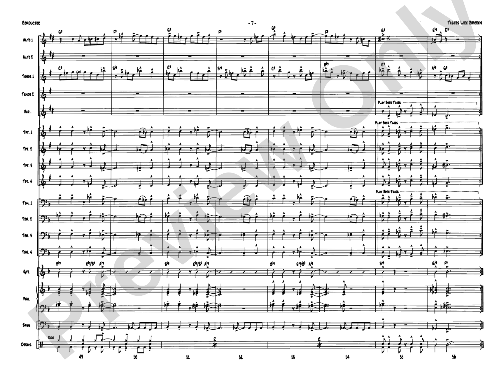 Tastes Like Chicken: Jazz Ensemble Conductor Score & Parts